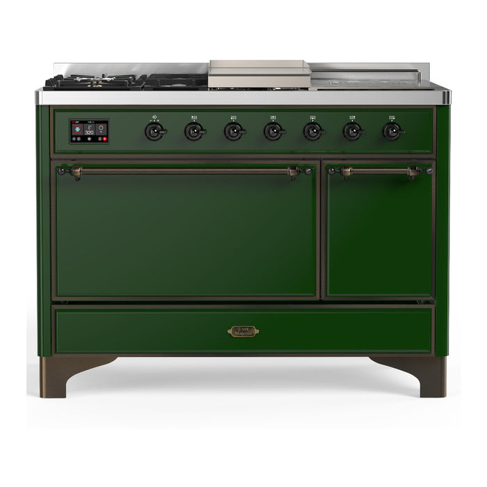 ILVE Majestic III 48" Dual Fuel Range – French Top, Solid Door (UM48FSQNR3)