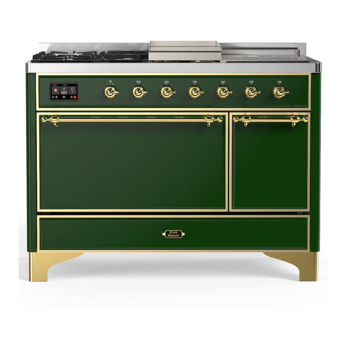 ILVE Majestic III 48" Dual Fuel Range – French Top, Solid Door (UM48FSQNR3)