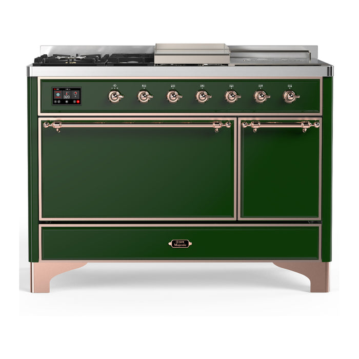 ILVE Majestic III 48" Dual Fuel Range – French Top, Solid Door (UM48FSQNR3)