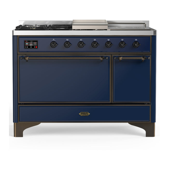 ILVE Majestic III 48" Dual Fuel Range – French Top, Solid Door (UM48FSQNR3)