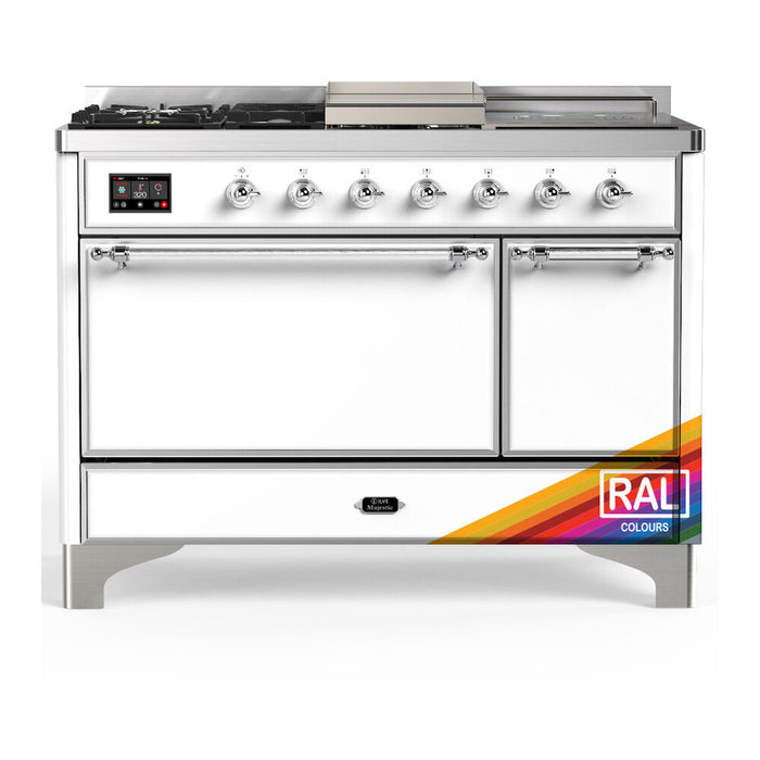 ILVE Majestic III 48" Dual Fuel Range – French Top, Solid Door (UM48FSQNR3)