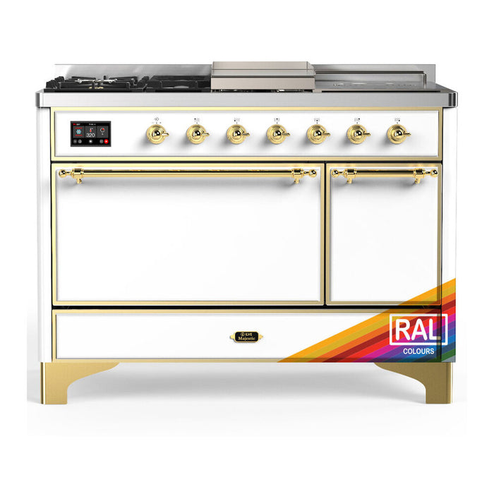 ILVE Majestic III 48" Dual Fuel Range – French Top, Solid Door (UM48FSQNR3)