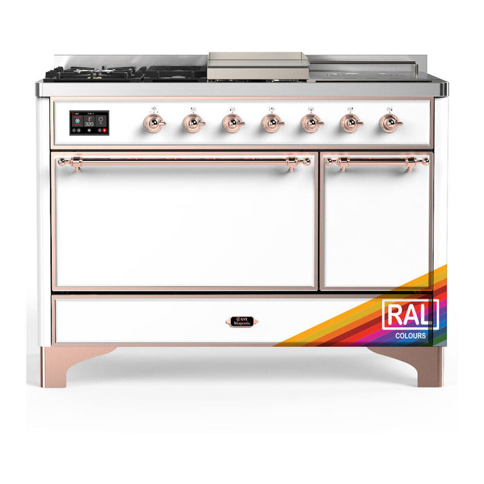 ILVE Majestic III 48" Dual Fuel Range – French Top, Solid Door (UM48FSQNR3)