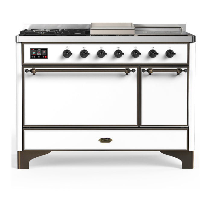 ILVE Majestic III 48" Dual Fuel Range – French Top, Solid Door (UM48FSQNR3)
