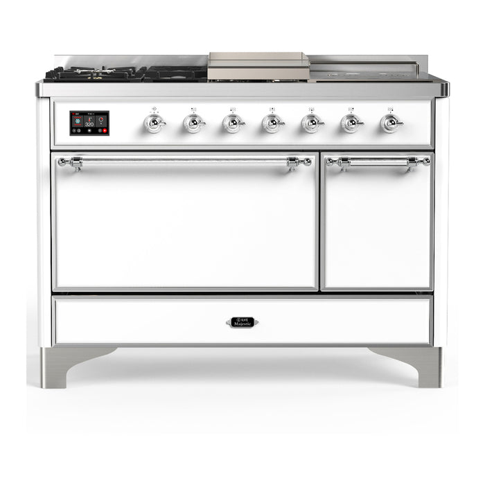 ILVE Majestic III 48" Dual Fuel Range – French Top, Solid Door (UM48FSQNR3)