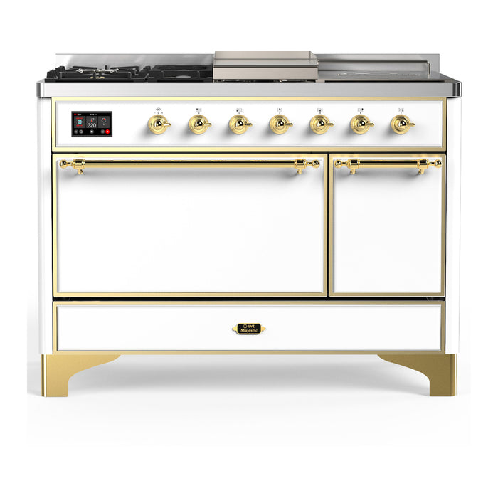 ILVE Majestic III 48" Dual Fuel Range – French Top, Solid Door (UM48FSQNR3)