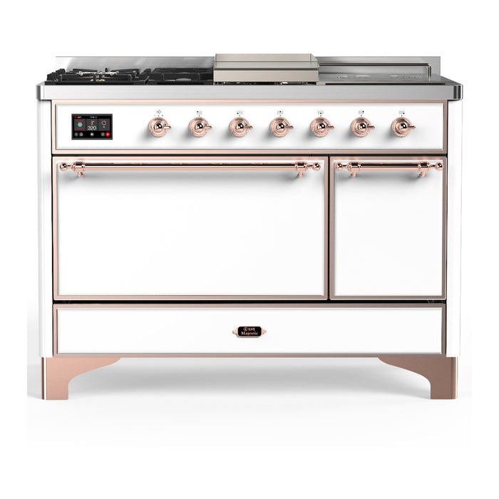 ILVE Majestic III 48" Dual Fuel Range – French Top, Solid Door (UM48FSQNR3)