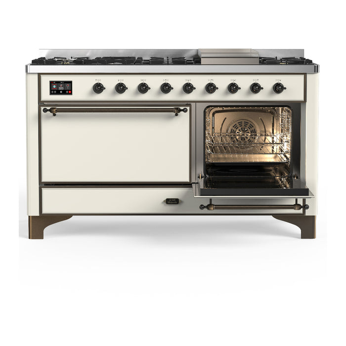ILVE Majestic III 60" Dual Fuel Range – 9 Burners + Griddle (UM60FQNR3)