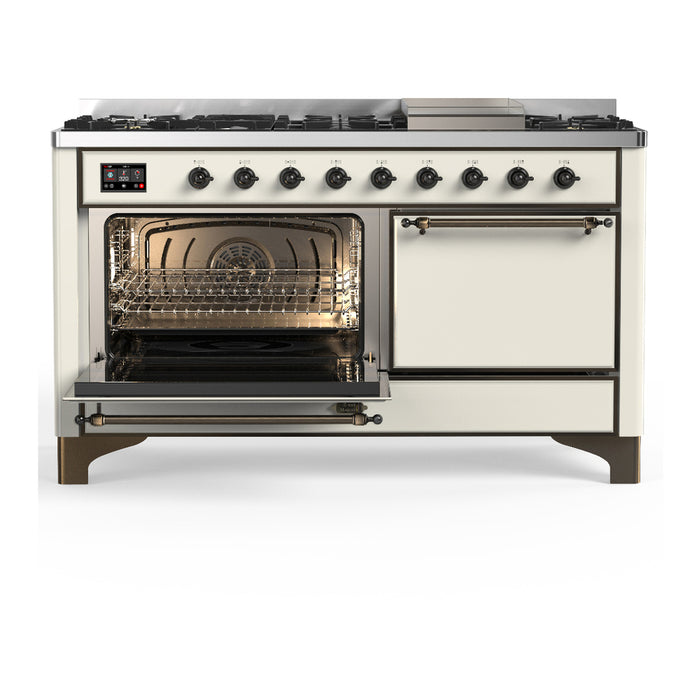 ILVE Majestic III 60" Dual Fuel Range – 9 Burners + Griddle (UM60FQNR3)