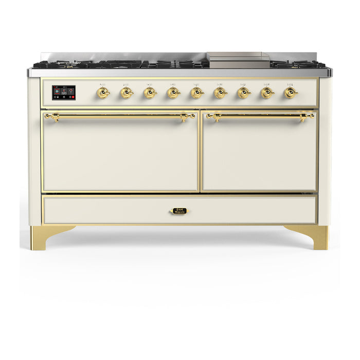 ILVE Majestic III 60" Dual Fuel Range – 9 Burners + Griddle (UM60FQNR3)