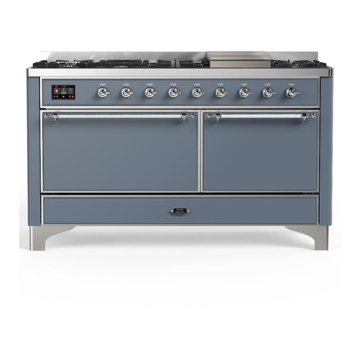 ILVE Majestic III 60" Dual Fuel Range – 9 Burners + Griddle (UM60FQNR3)