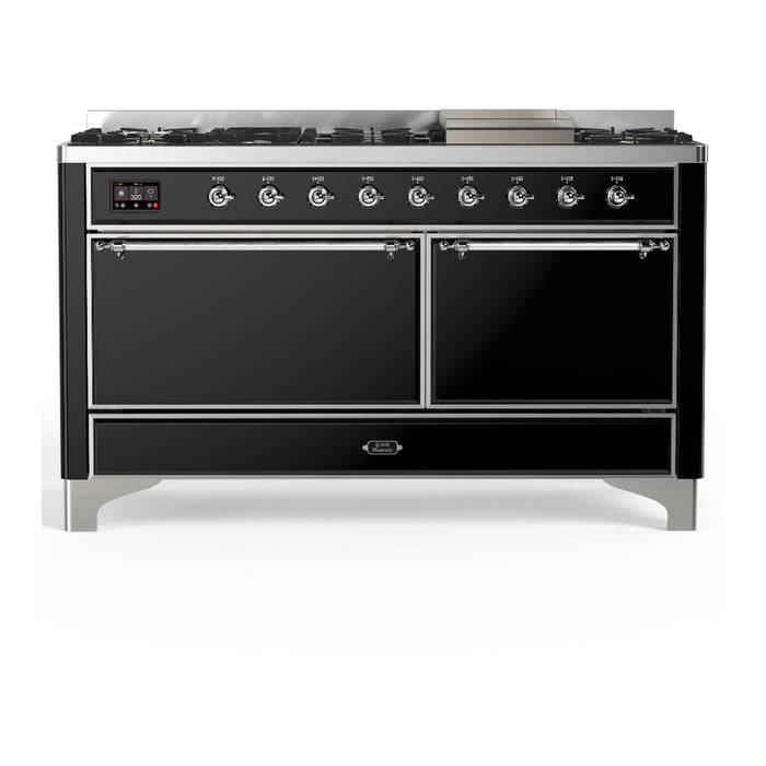 ILVE Majestic III 60" Dual Fuel Range – 9 Burners + Griddle (UM60FQNR3)