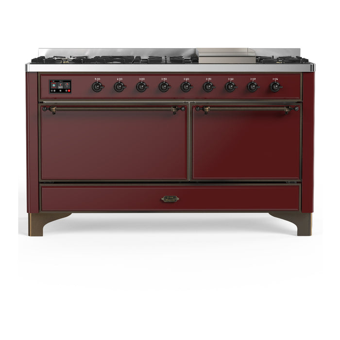 ILVE Majestic III 60" Dual Fuel Range – 9 Burners + Griddle (UM60FQNR3)