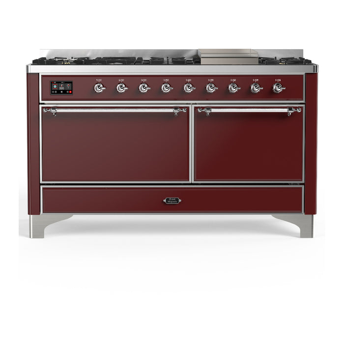 ILVE Majestic III 60" Dual Fuel Range – 9 Burners + Griddle (UM60FQNR3)
