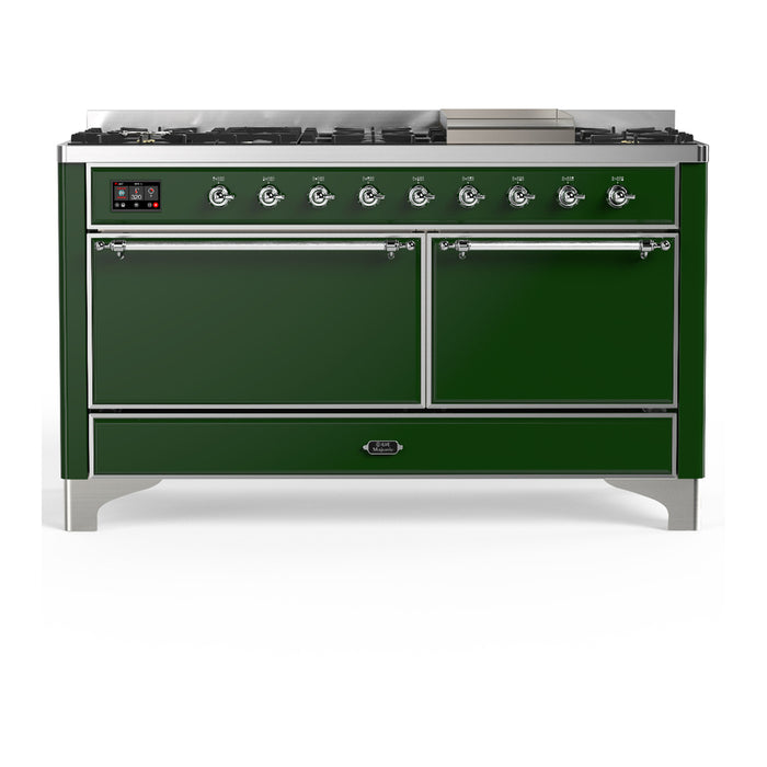 ILVE Majestic III 60" Dual Fuel Range – 9 Burners + Griddle (UM60FQNR3)