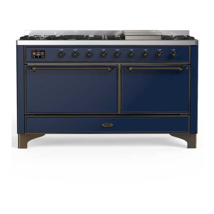 ILVE Majestic III 60" Dual Fuel Range – 9 Burners + Griddle (UM60FQNR3)