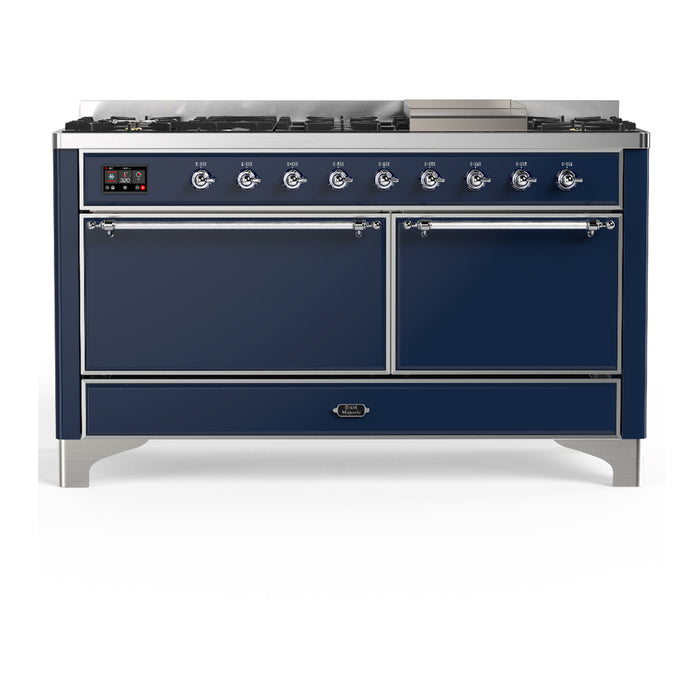 ILVE Majestic III 60" Dual Fuel Range – 9 Burners + Griddle (UM60FQNR3)