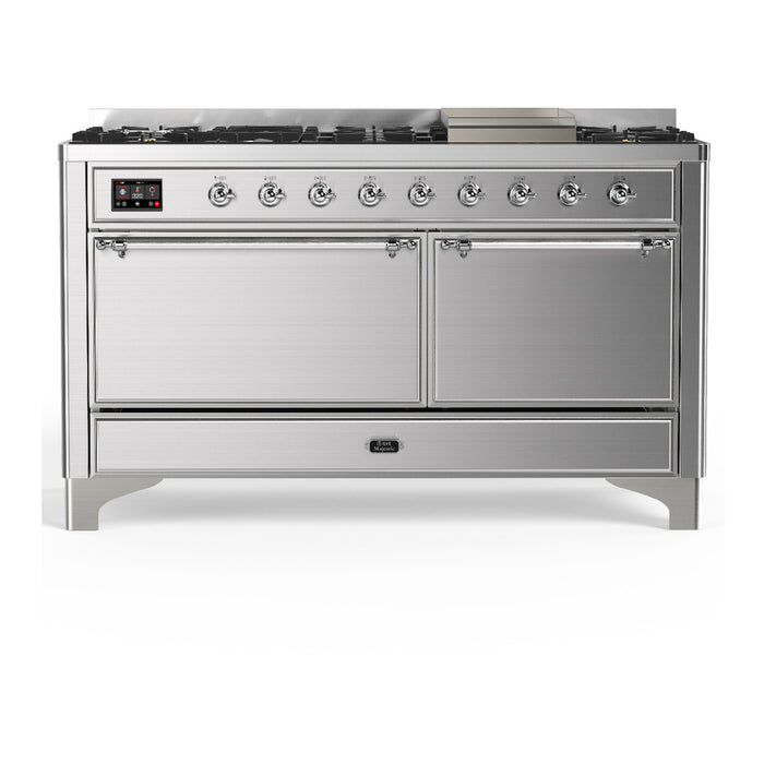 ILVE Majestic III 60" Dual Fuel Range – 9 Burners + Griddle (UM60FQNR3)