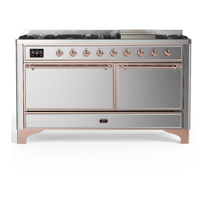 ILVE Majestic III 60" Dual Fuel Range – 9 Burners + Griddle (UM60FQNR3)