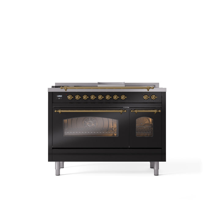 ILVE Nostalgie 48" Dual Fuel Range with 5 Sealed Burners Griddle French Top Triple Glass Door - UP48FSNMP