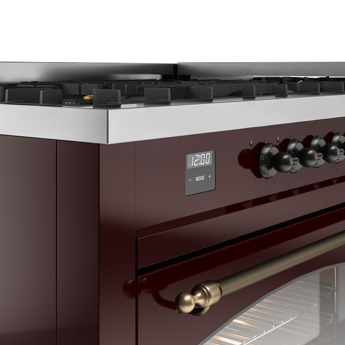 ILVE Nostalgie 60" Dual Fuel Range with 9 Sealed Burners Griddle Triple Glass Door - UP60FNMP