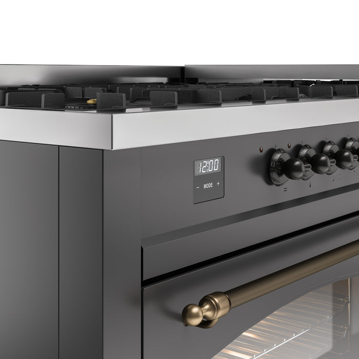 ILVE Nostalgie 60" Dual Fuel Range with 9 Sealed Burners Griddle Triple Glass Door - UP60FNMP