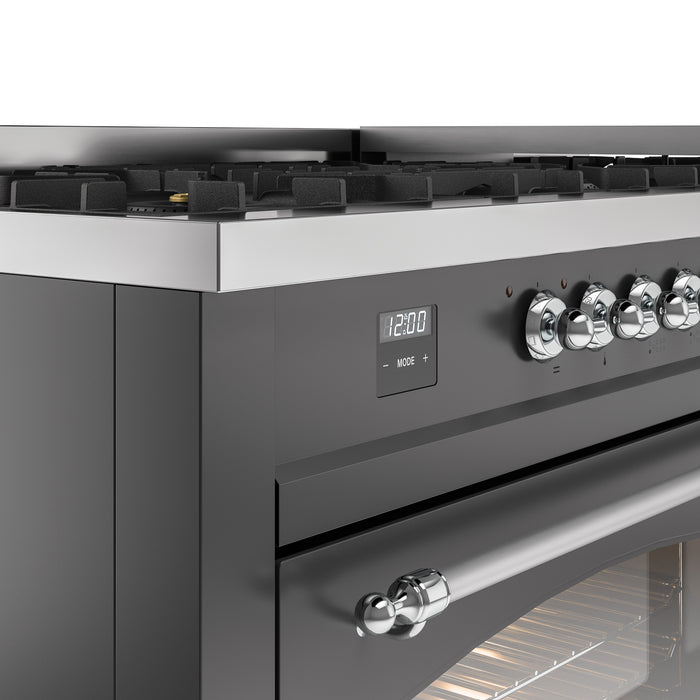 ILVE Nostalgie 60" Dual Fuel Range with 9 Sealed Burners Griddle Triple Glass Door - UP60FNMP