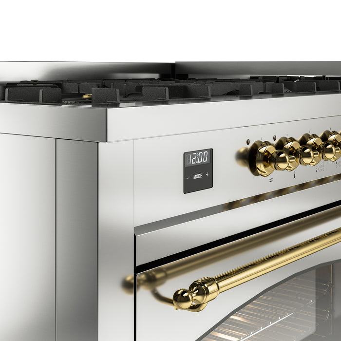 ILVE Nostalgie 60" Dual Fuel Range with 9 Sealed Burners Griddle Triple Glass Door - UP60FNMP