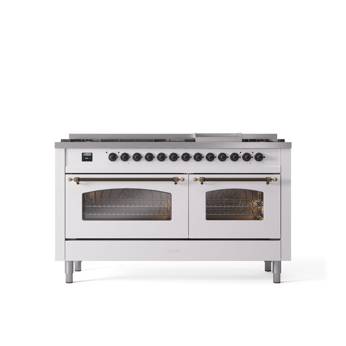 ILVE Nostalgie 60" Dual Fuel Range with 9 Sealed Burners Griddle Triple Glass Door - UP60FNMP