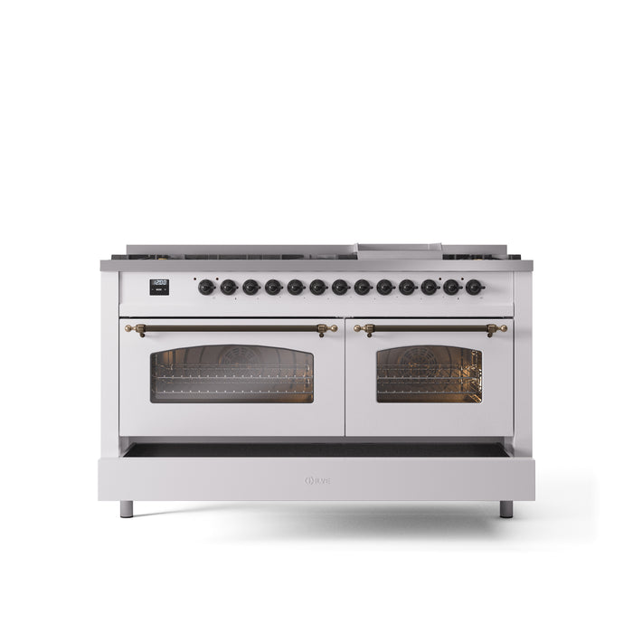 ILVE Nostalgie 60" Dual Fuel Range with 9 Sealed Burners Griddle Triple Glass Door - UP60FNMP