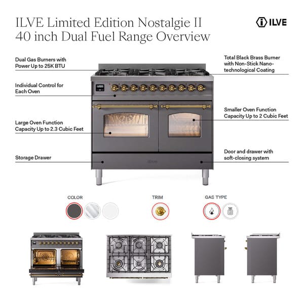 ILVE Nostalgie II 40" Dual Fuel Range (Limited Edition) - UPD406NMP