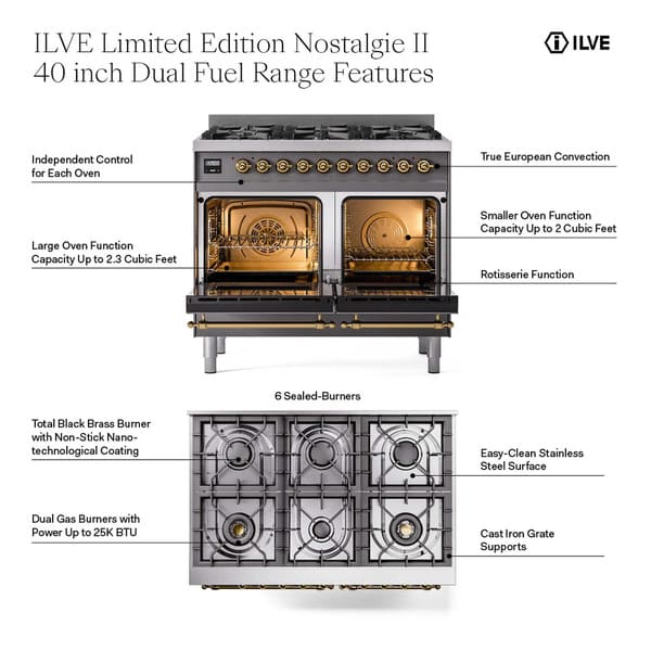 ILVE Nostalgie II 40" Dual Fuel Range (Limited Edition) - UPD406NMP
