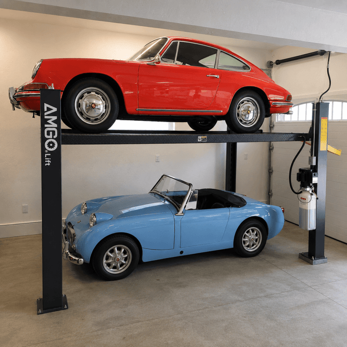 AMGO 407-P 4-Post Car Lift – Compact Space-Saver Design