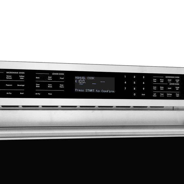 Cosmo 30 in. Regal Collection 4.8 / 1.6 cu. ft. Electric Microwave Wall Oven Combination, Air Fry, Convection, Stainless Steel - COS-WOMCR302SS