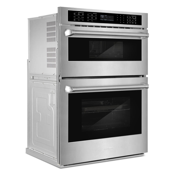 Cosmo 30 in. Regal Collection 4.8 / 1.6 cu. ft. Electric Microwave Wall Oven Combination, Air Fry, Convection, Stainless Steel - COS-WOMCR302SS