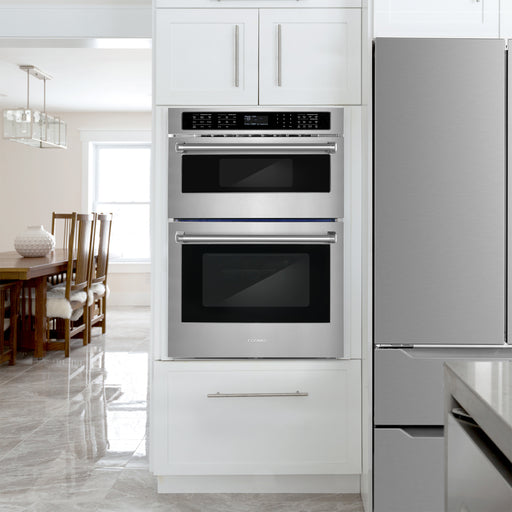 Cosmo 30 in. Regal Collection 4.8 / 1.6 cu. ft. Electric Microwave Wall Oven Combination, Air Fry, Convection, Stainless Steel - COS-WOMCR302SS