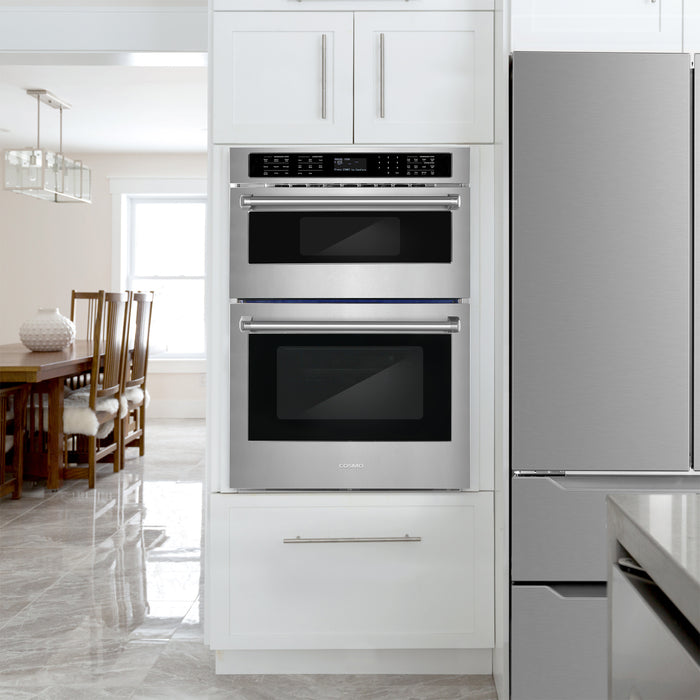 Cosmo 30 in. Regal Collection 4.8 / 1.6 cu. ft. Electric Microwave Wall Oven Combination, Air Fry, Convection, Stainless Steel - COS-WOMCR302SS