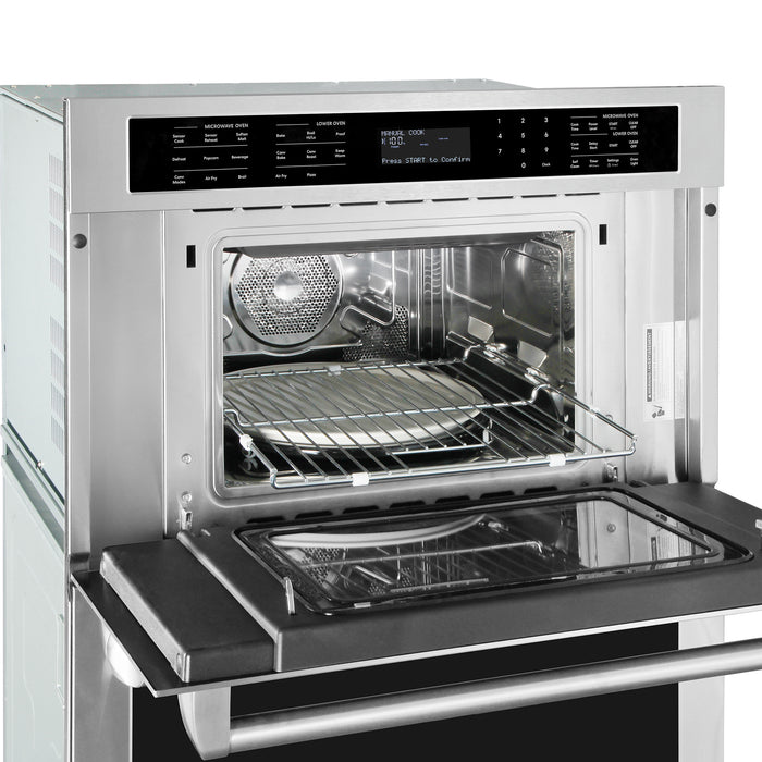 Cosmo 30 in. Regal Collection 4.8 / 1.6 cu. ft. Electric Microwave Wall Oven Combination, Air Fry, Convection, Stainless Steel - COS-WOMCR302SS
