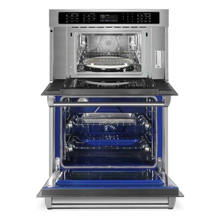 Cosmo 30 in. Regal Collection 4.8 / 1.6 cu. ft. Electric Microwave Wall Oven Combination, Air Fry, Convection, Stainless Steel - COS-WOMCR302SS