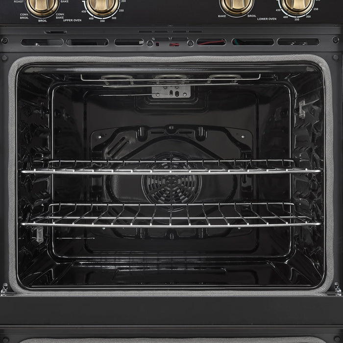 Forno Vomero 30-Inch Double Wall Oven, Black, 10 cu.ft Total Capacity, 7100W Convection, Mechanical Controls, Manuel Steam Clean