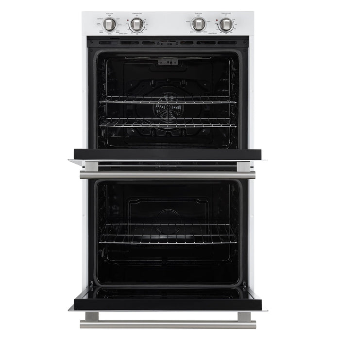 Forno Vomero 30-Inch Double Wall Oven, White, 10 cu.ft Total Capacity, 7100W Convection, Mechanical Controls, Manuel Steam Clean