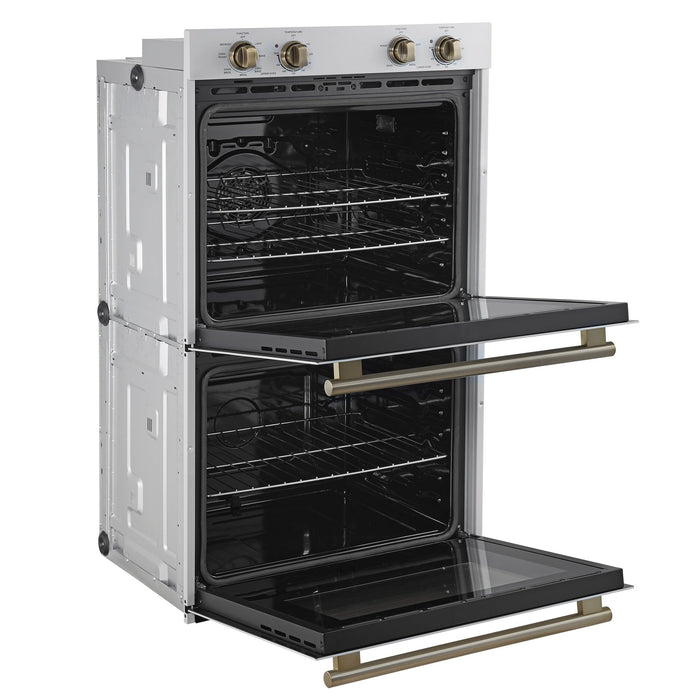 Forno Vomero 30-Inch Double Wall Oven, White, 10 cu.ft Total Capacity, 7100W Convection, Mechanical Controls, Manuel Steam Clean