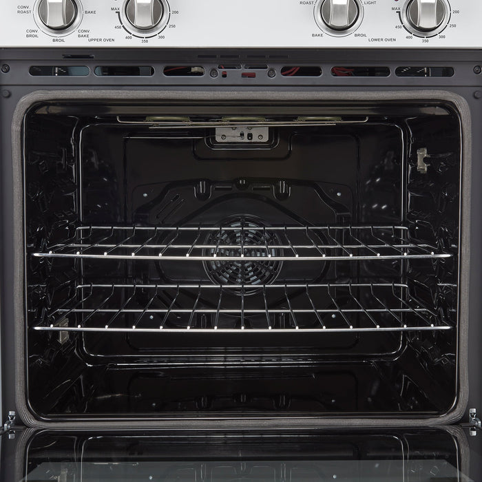 Forno Vomero 30-Inch Double Wall Oven, White, 10 cu.ft Total Capacity, 7100W Convection, Mechanical Controls, Manuel Steam Clean