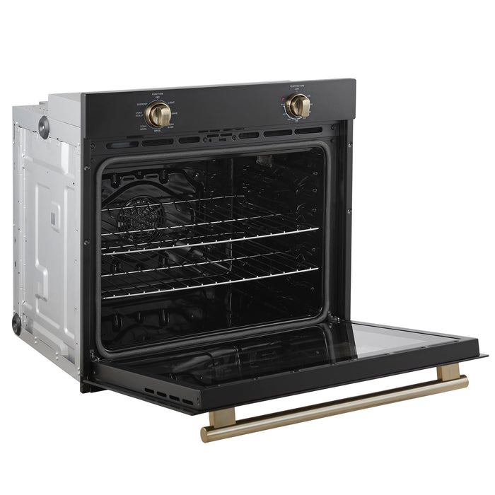 Forno Vomero 30-Inch Wall Oven, Black, 5 cu.ft Capacity, 3550 Watts Convection, Mechanical Controls, Manuel Steam Clean