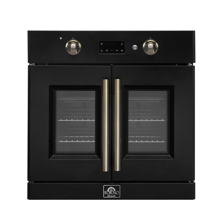 FORNO 2-Piece Kitchen Bundle - 30" Black Single Wall Oven (1333-30), 30" Black Microwave (3093-30)