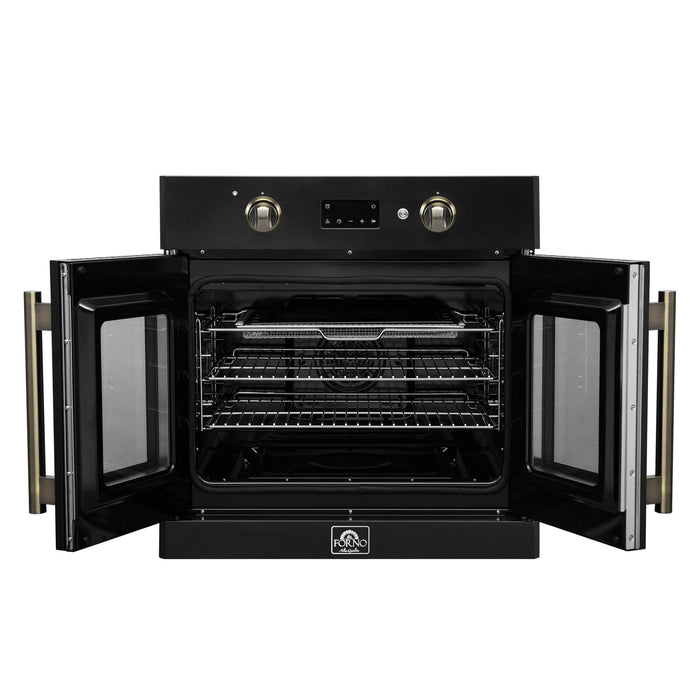 FORNO 2-Piece Kitchen Bundle - 30" Black Single Wall Oven (1333-30), 30" Black Microwave (3093-30)