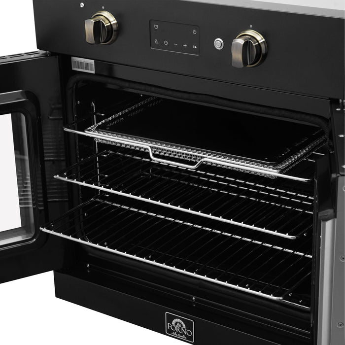 FORNO 2-Piece Kitchen Bundle - 30" Black Single Wall Oven (1333-30), 30" Black Microwave (3093-30)