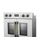 Forno Asti 30-Inch Double Electric Wall Oven with Upper French Doors in White & Antique Brass, 7.36 cu. ft. Dual True Convection, 7,200W, Air Fry, Sous Vide, Self-Clean