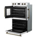 Forno Asti 30-Inch Double Electric Wall Oven with Upper French Doors in White & Antique Brass, 7.36 cu. ft. Dual True Convection, 7,200W, Air Fry, Sous Vide, Self-Clean