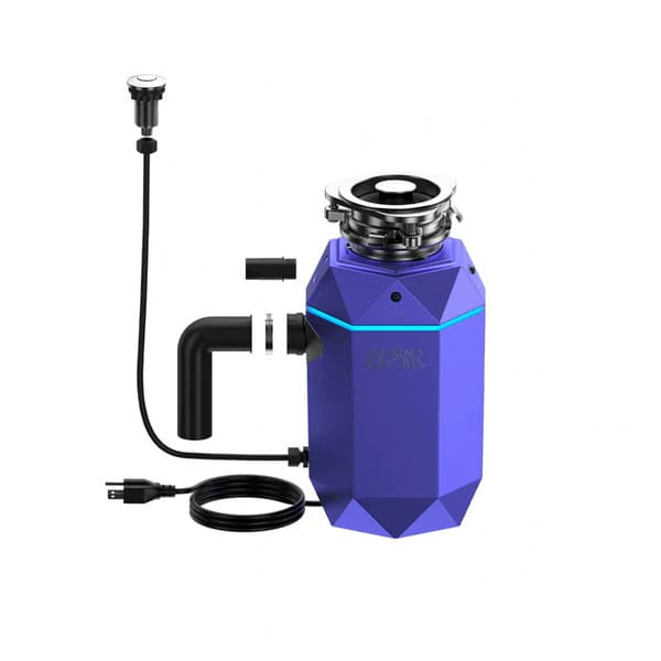 FORNO Acqua BrightDiamond 1HP Super Quiet Garbage Disposal Corded with Motion Sensor Cabinet Light & Pre-Wired Air Switch